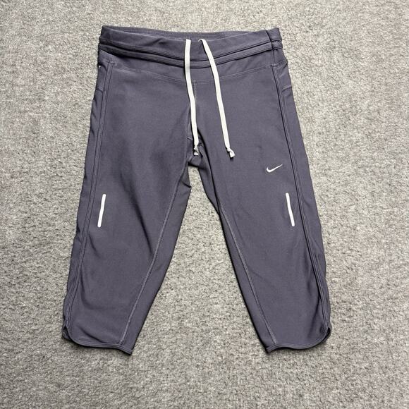 Nike Dri-Fit Cropped Capri Running Pants Women's Small Gray Filament Pocket - Picture 1 of 8